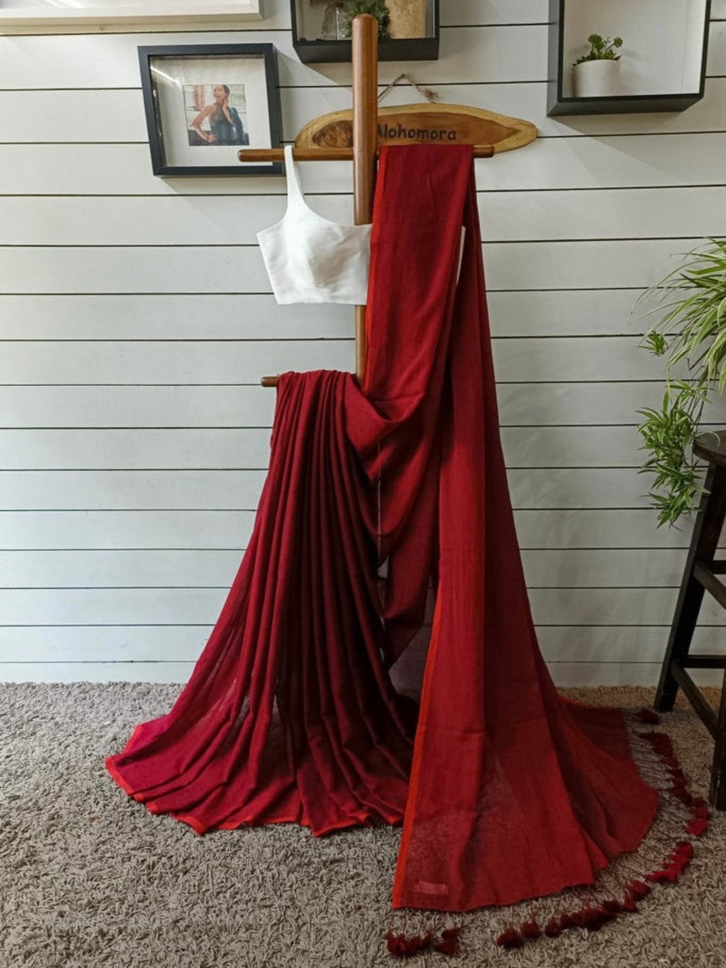 Classy Maroon Khadi Cotton Saree