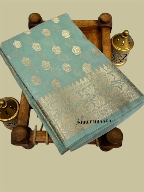 Pista green butter georgette Saree