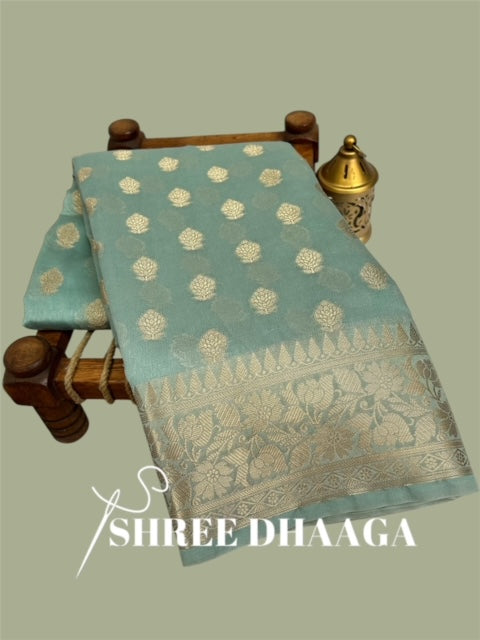 Pista green butter georgette Saree