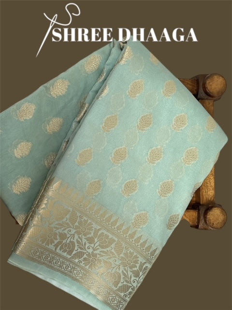Pista green butter georgette Saree