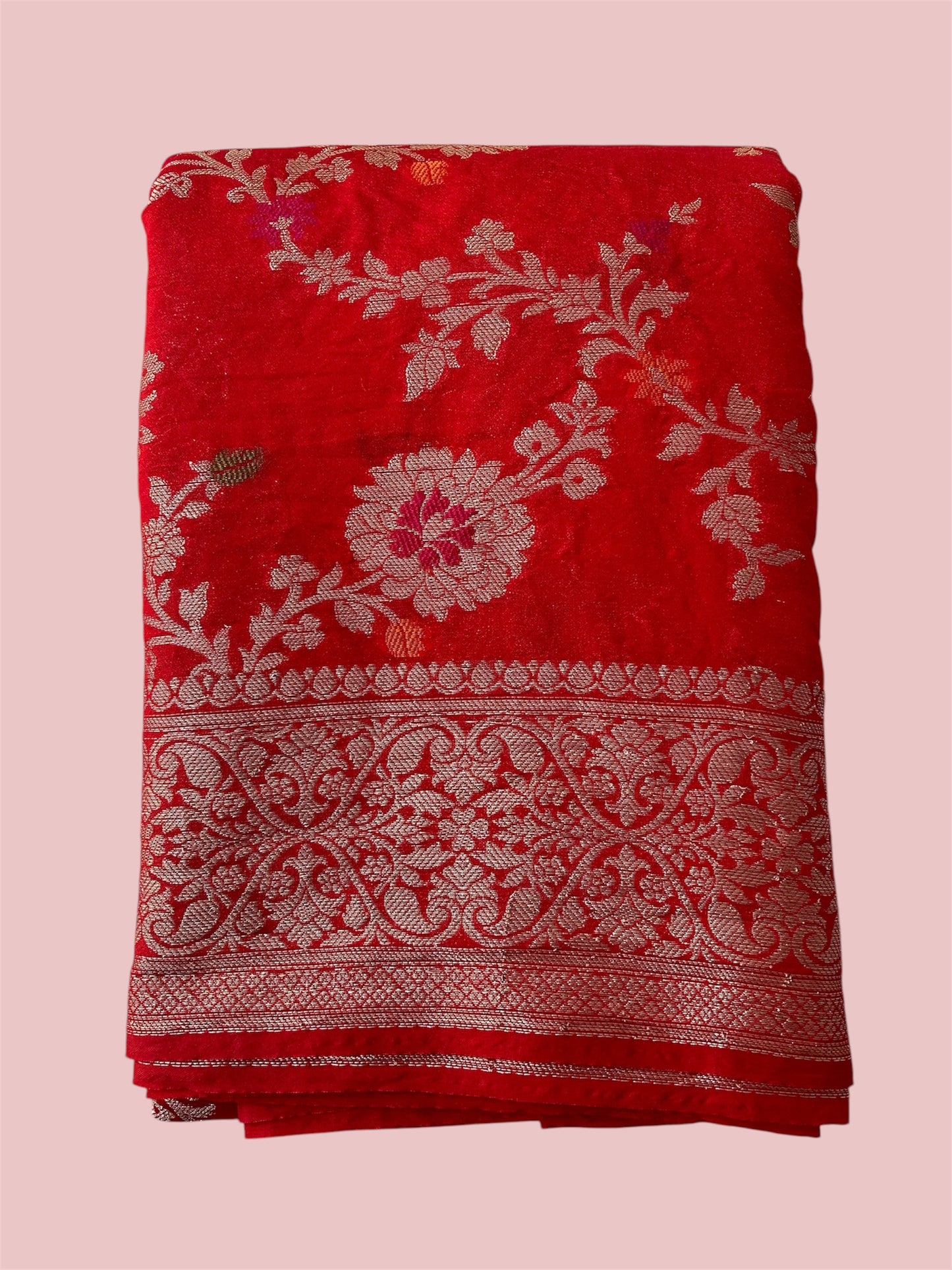 Red Pure Banarasi Georgette Saree