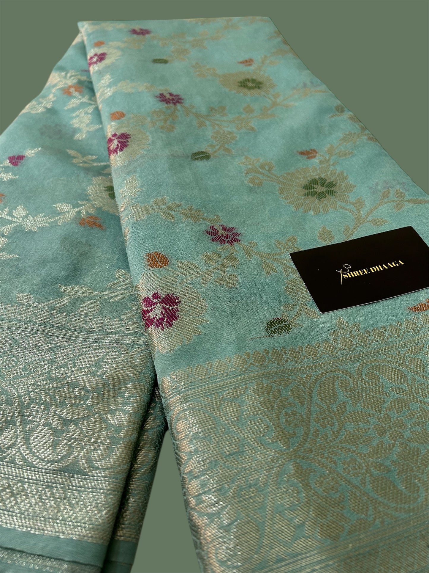 Rich Sea Green Pure Georgette Saree