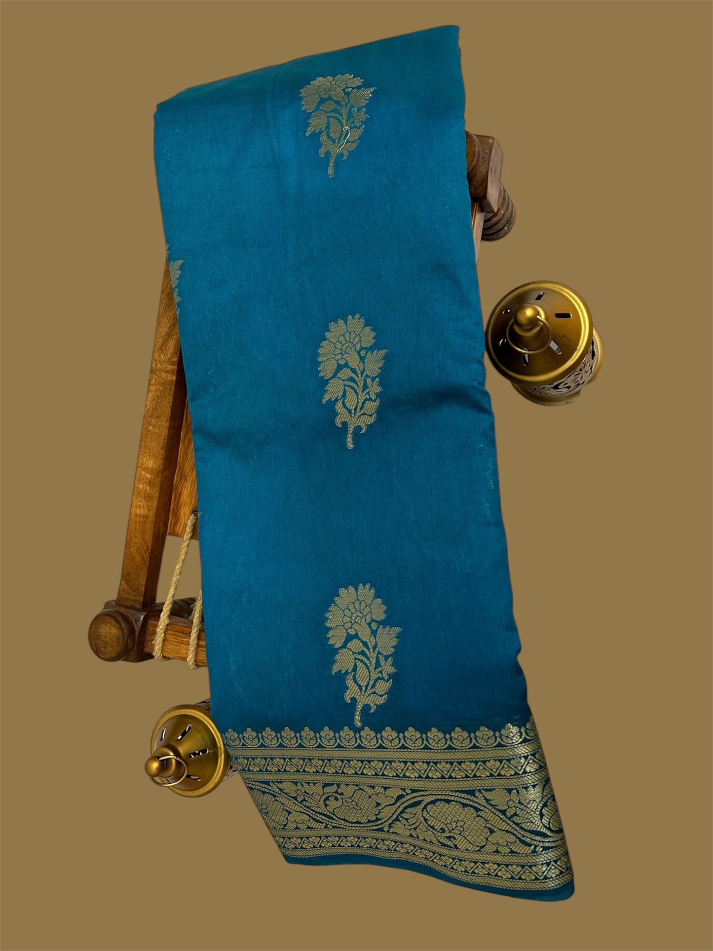 Dark Sky Blue Banarasi Georgette Saree