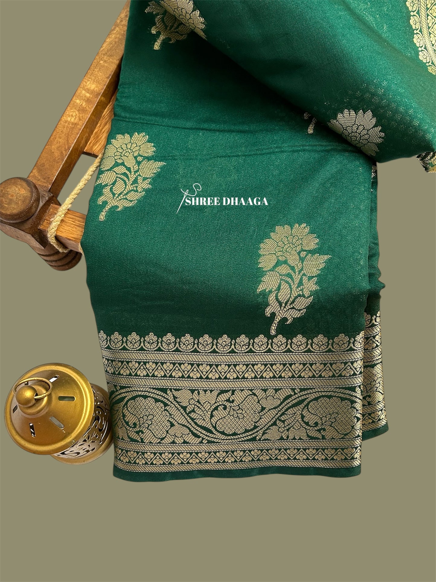 Elegant Dark Green Banarasi Georgette