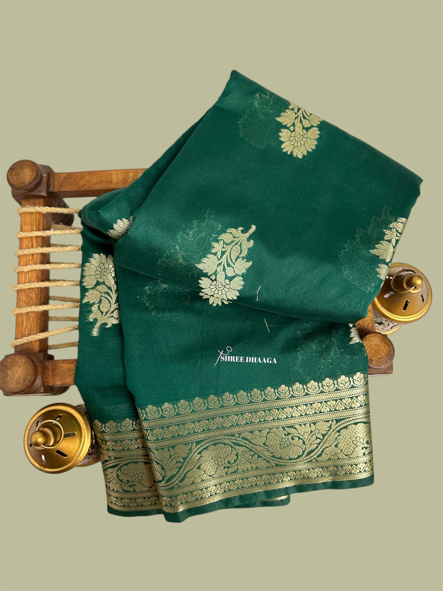 Elegant Dark Green Banarasi Georgette