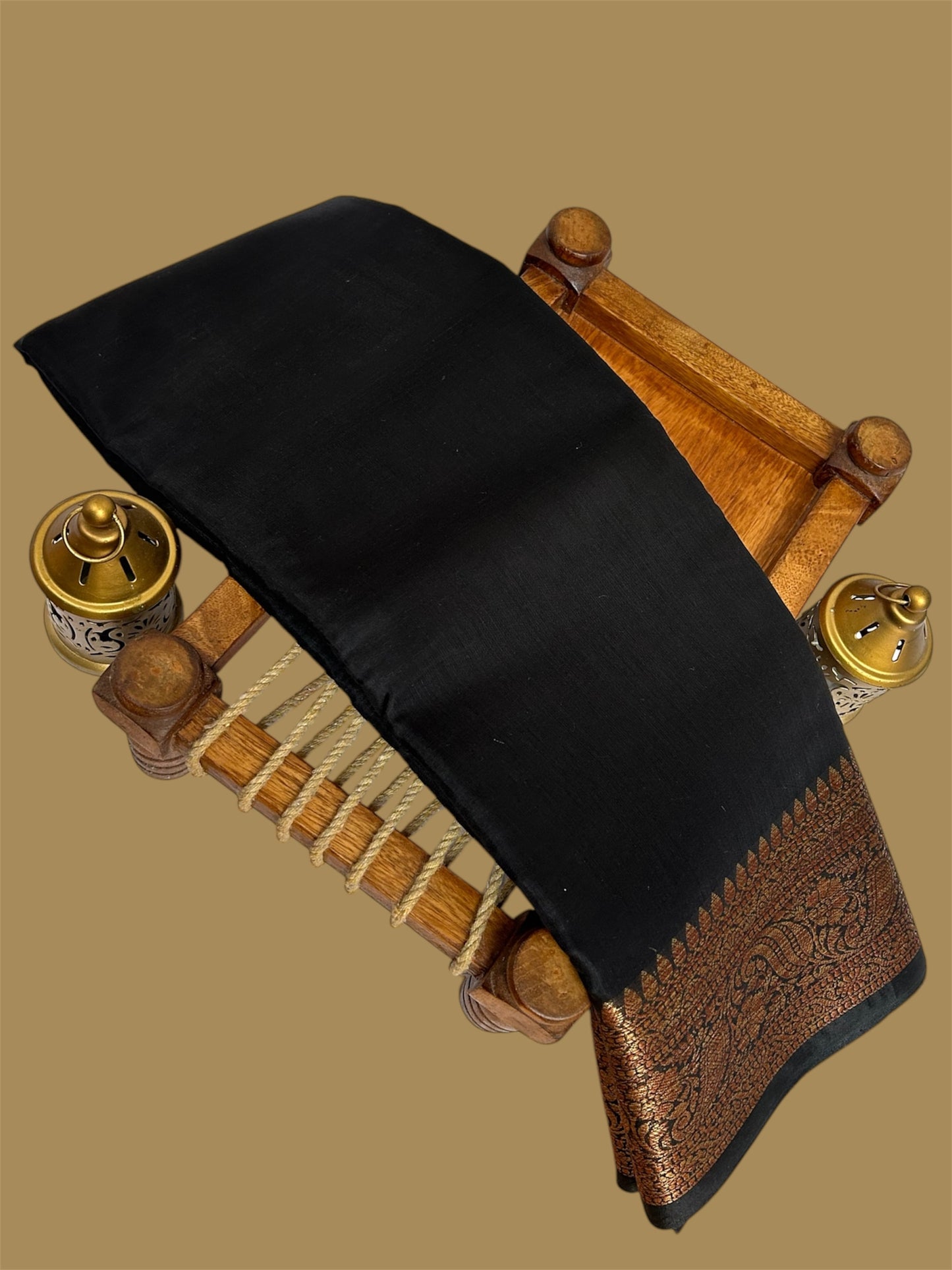 Golden Border With Black Silk Saree