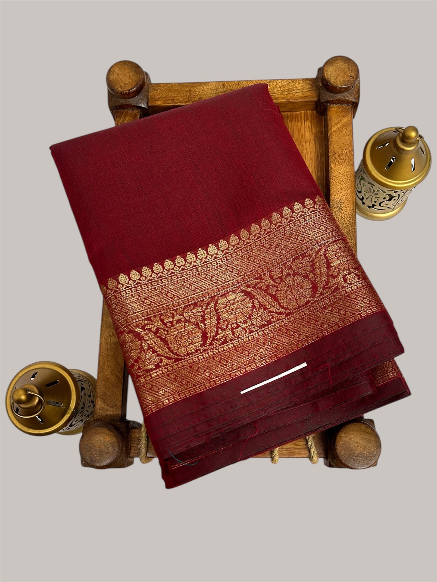 Maroon With Golden Border Silk Saree