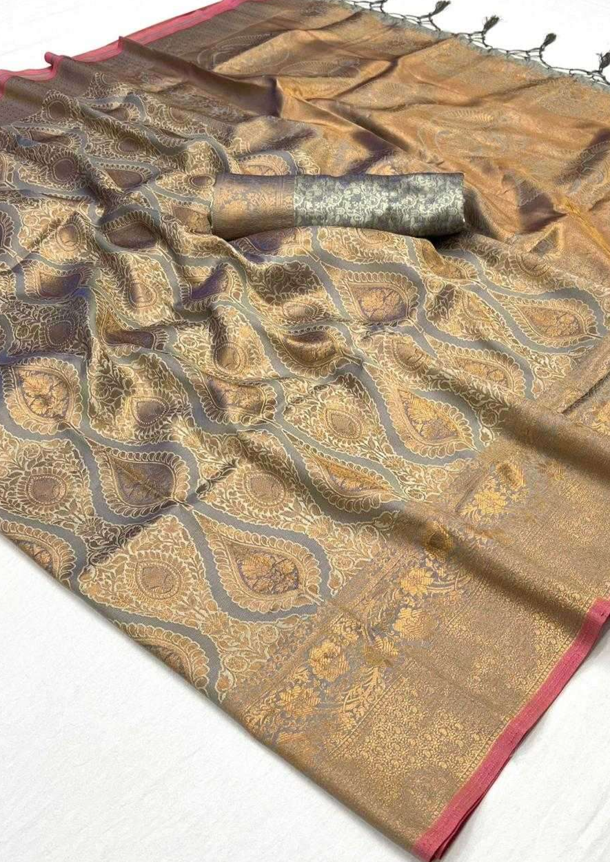 Golden Designer Party Wear Silk Saree
