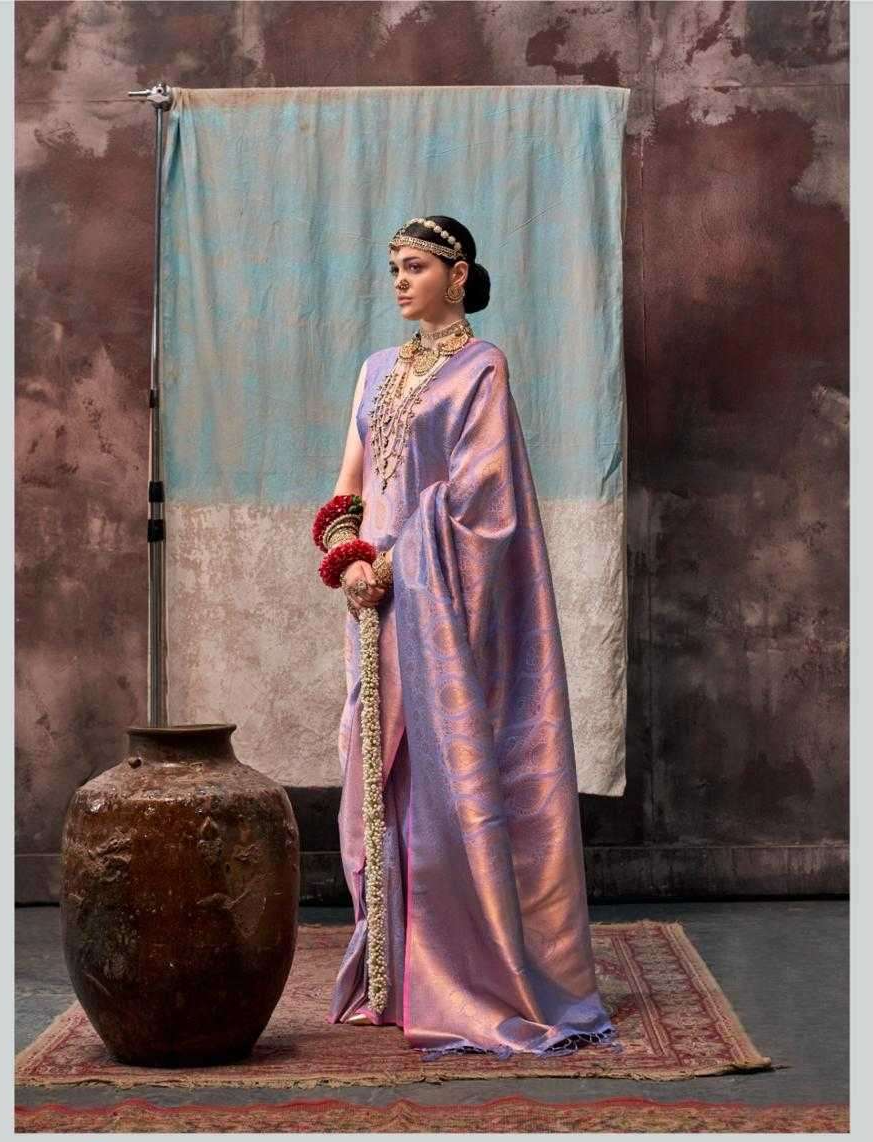 Lavender Designer Party Wear Silk Saree