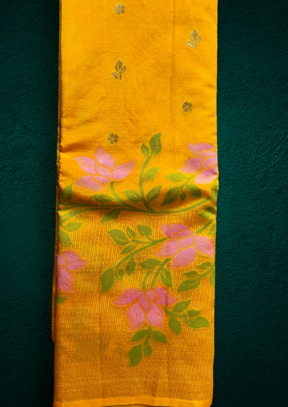 Vibrant Yellow Silk Saree