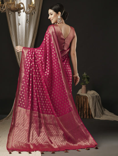 Glorious Pink Georgette Saree