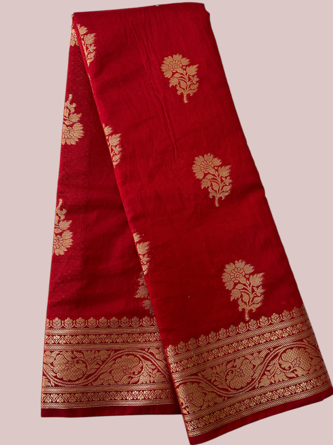 Red with Golden Border & Butta Saree