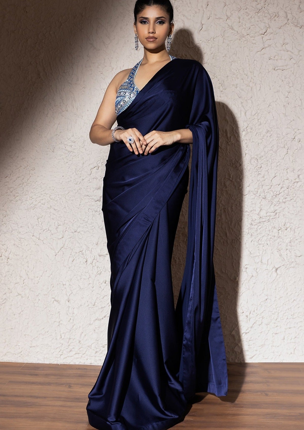 Stunning Blue Modal Stain Saree