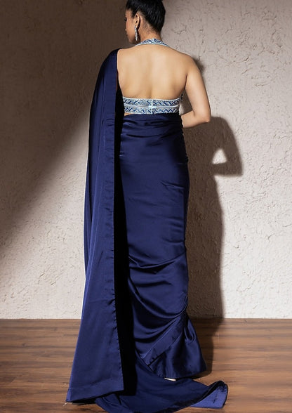 Stunning Blue Modal Stain Saree