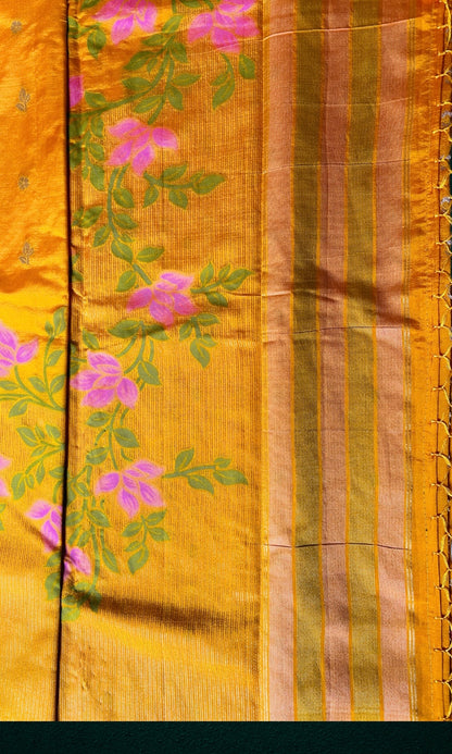 Vibrant Yellow Silk Saree