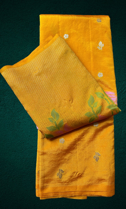 Vibrant Yellow Silk Saree