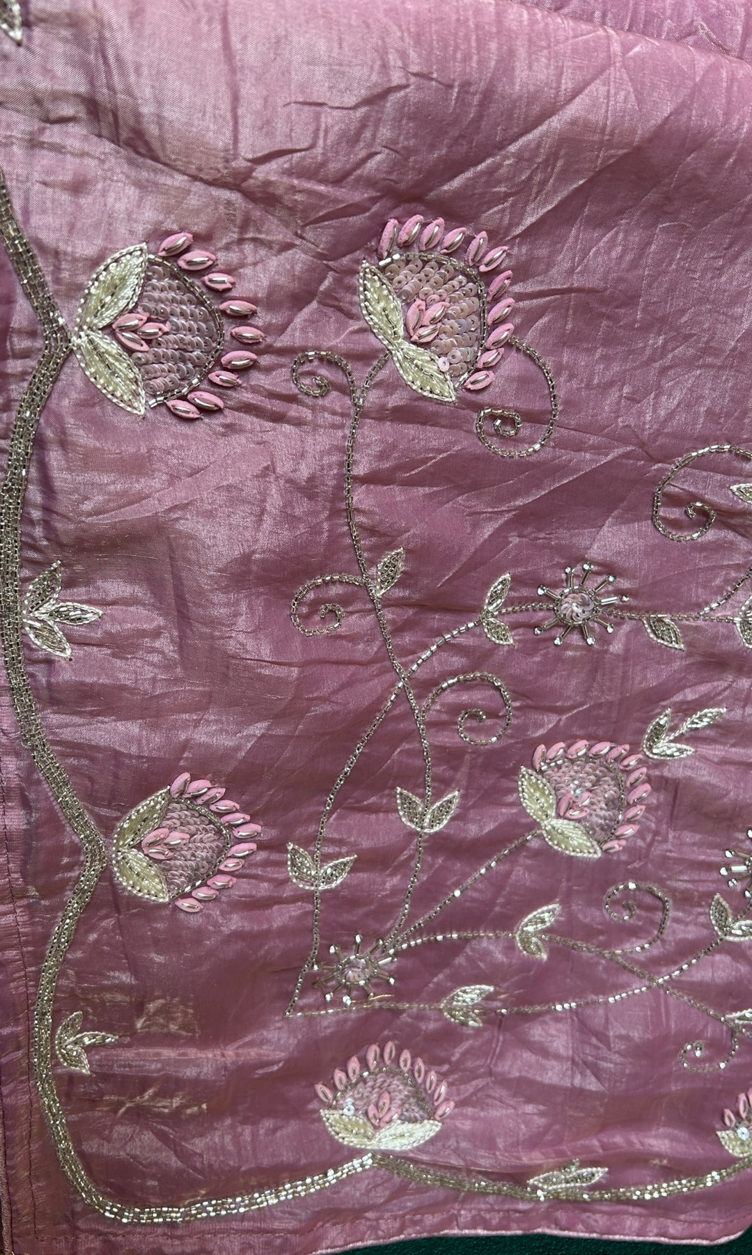 Hand embroidery Crush Silk Saree