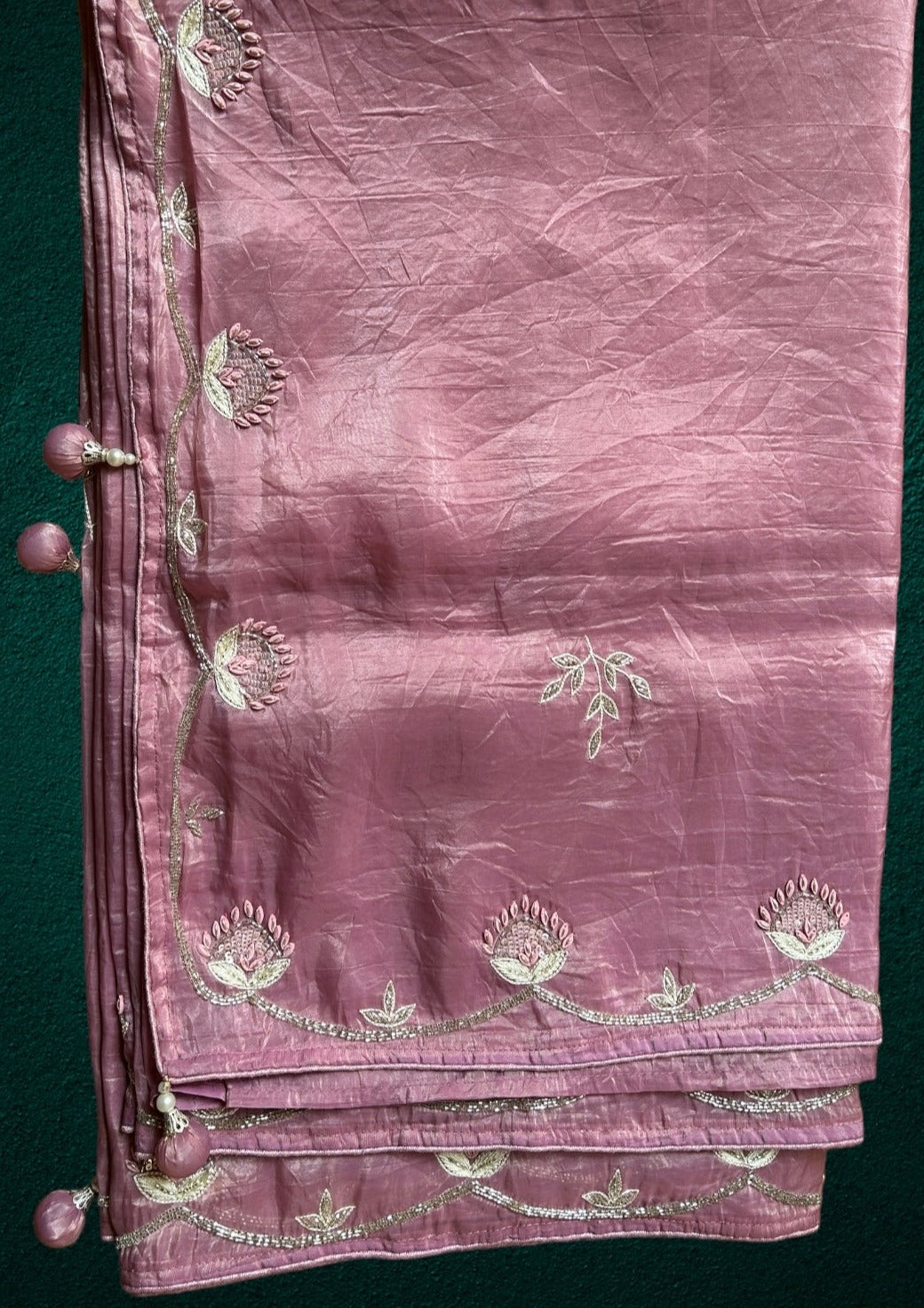 Hand embroidery Crush Silk Saree