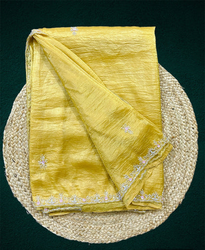 Crush Silk Hand Embroidery Saree