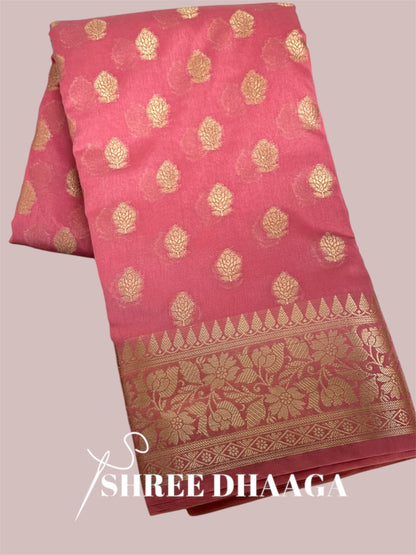 Light Pink Banarasi Butter Georgette Saree