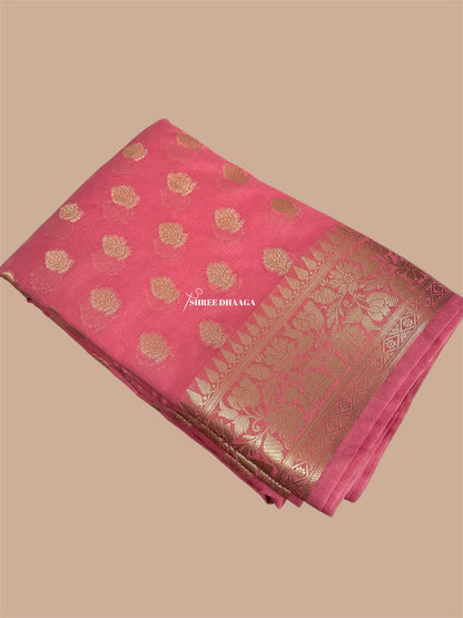 Light Pink Banarasi Butter Georgette Saree