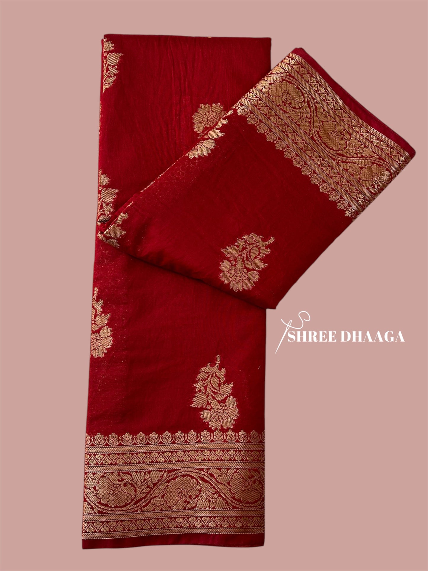 Red with Golden Border & Butta Saree