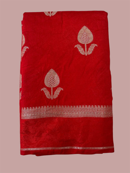 Beautiful Red Katan Silk with Sona Rupa work