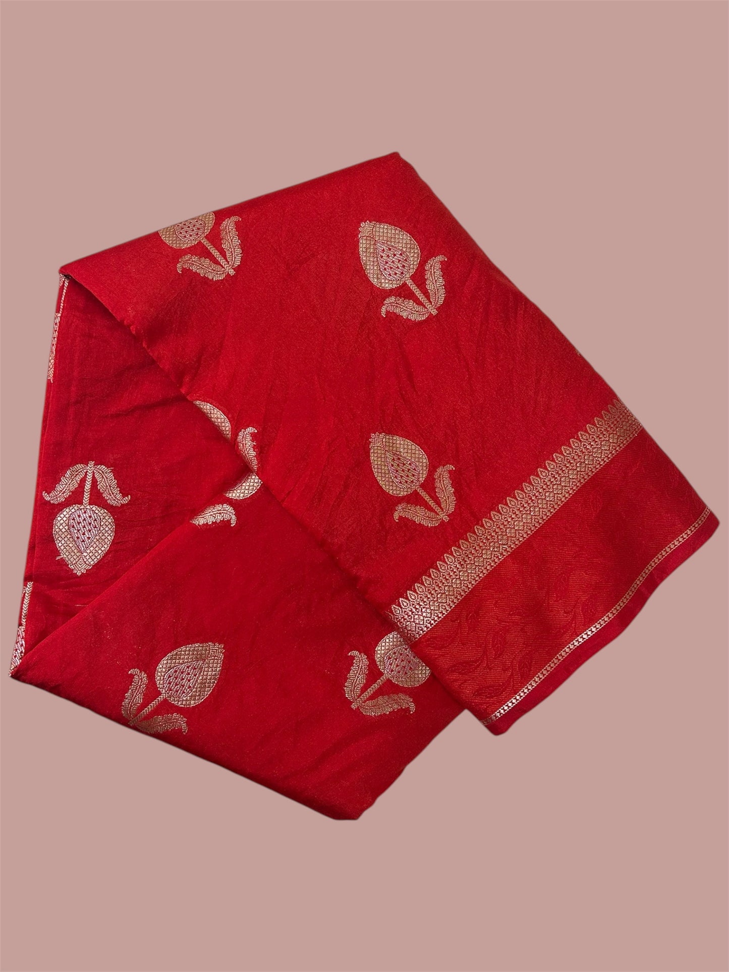 Beautiful Red Katan Silk with Sona Rupa work