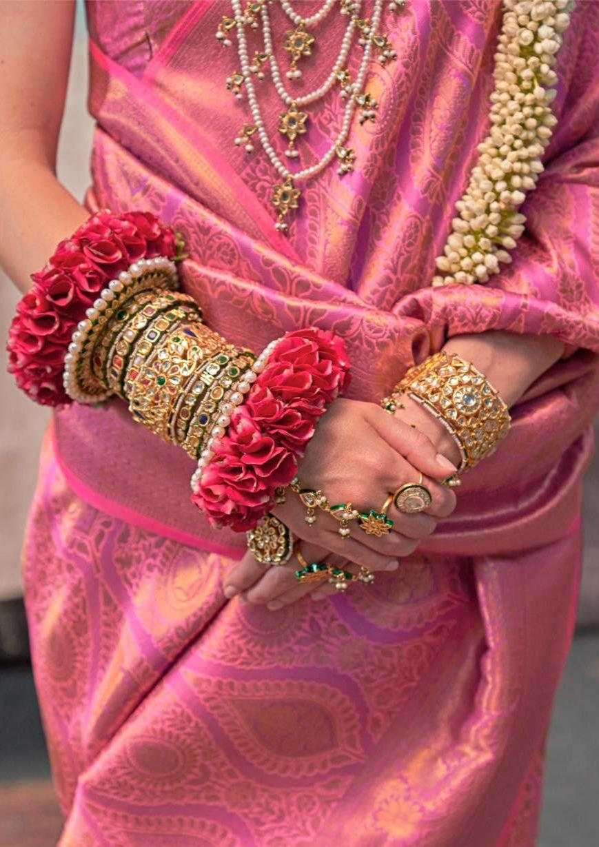 Pink Designer Party Wear Silk Saree