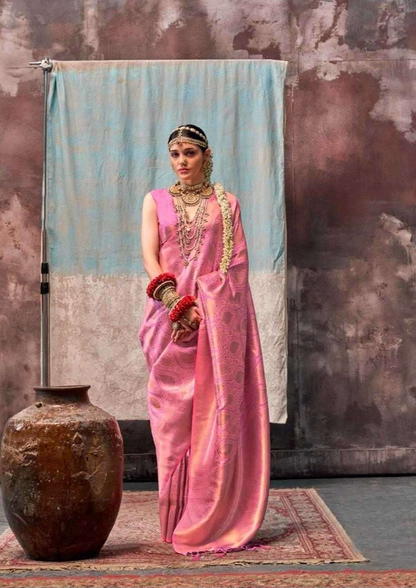 Pink Designer Party Wear Silk Saree